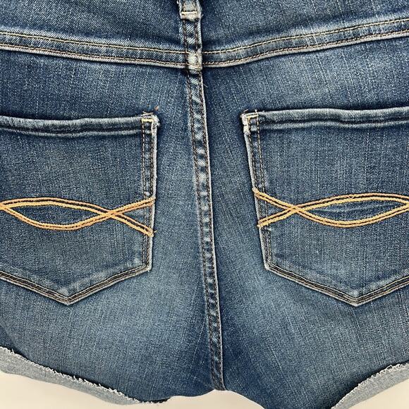 Abercrombie & Fitch Junior's High Waisted Blue Denim Cuffed Shorts Size 8R - Picture 7 of 14